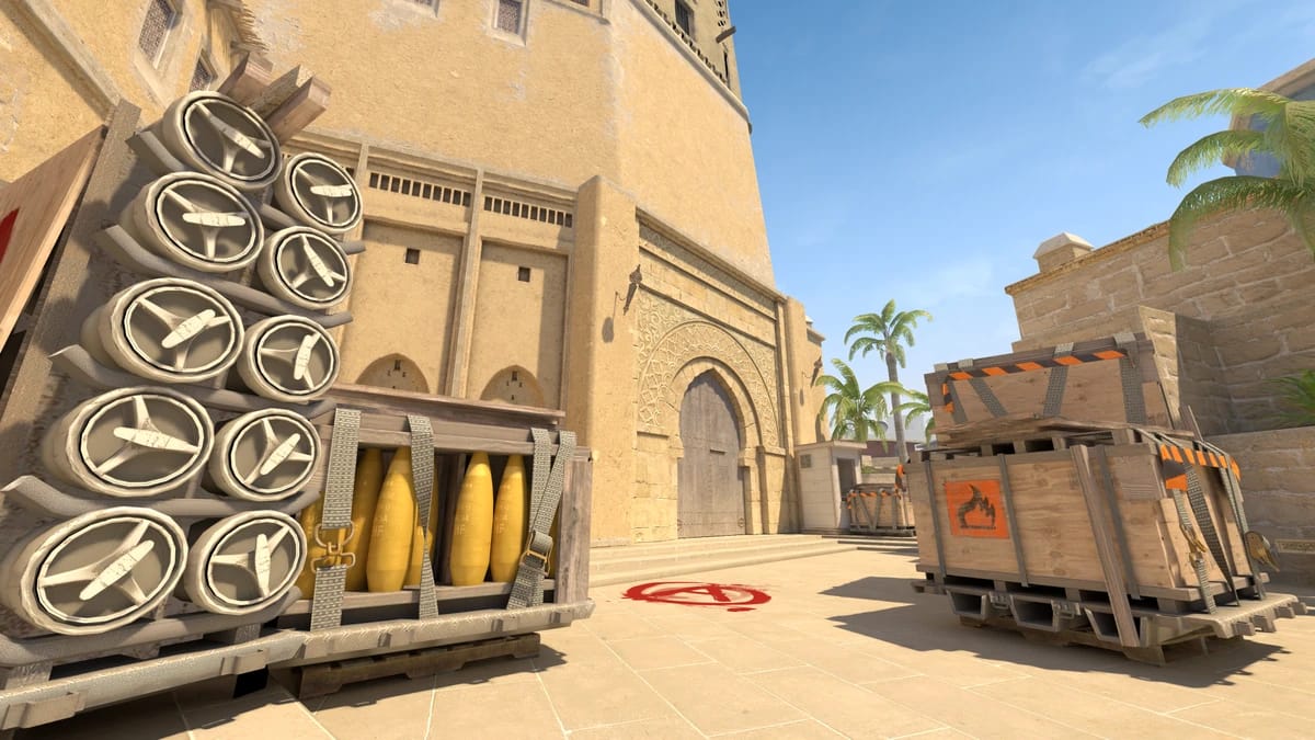 CS2 Mirage map cover with donk's crosshair